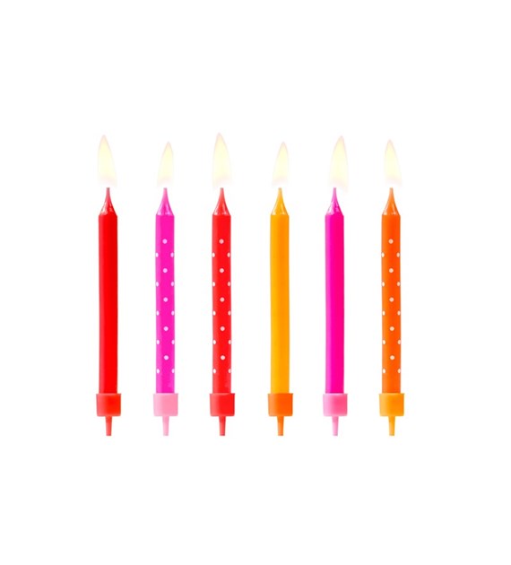 Birthday candles Colourful, mix, 6.5cm (6 pc)