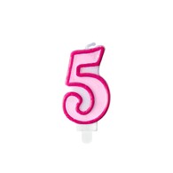 Birthday candle Number 5, pink,7cm (1 pc)