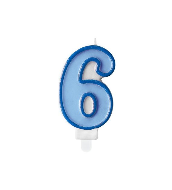 Birthday candle Number 6, blue,7cm (1 pc)