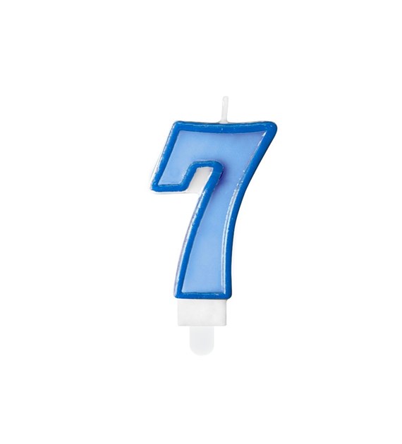 Birthday candle Number 7, blue,7cm (1 pc)