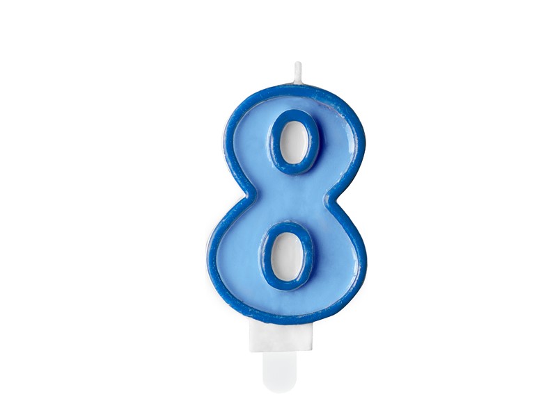 Birthday candle Number 8, blue,7cm (1 pc)