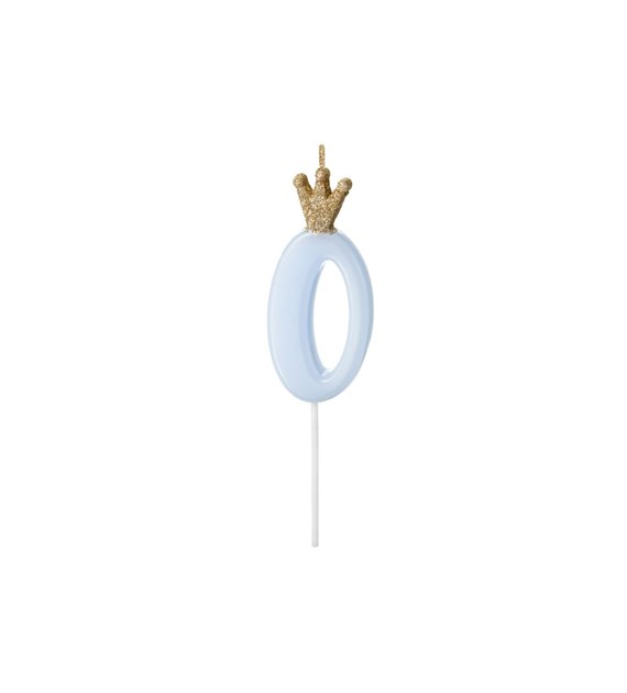 Birthday candle Number 0, light blue,9.5cm (1 pc)