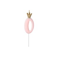 Birthday candle Number 0, light pink,9.5cm (1 pc)