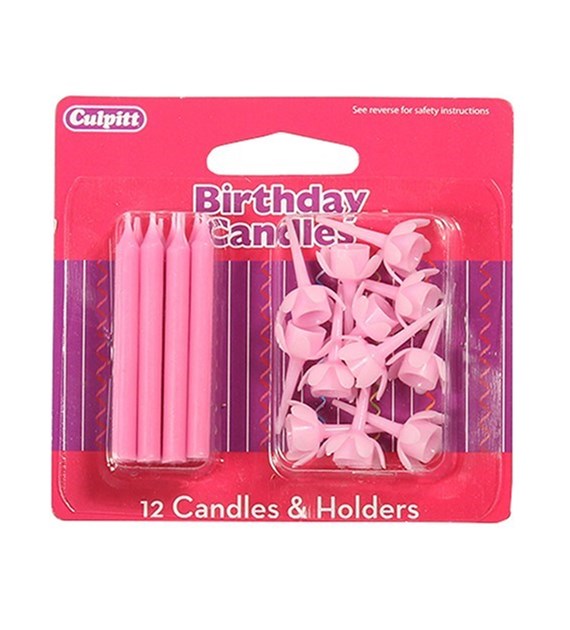 Candle-& Holders Blister Pink