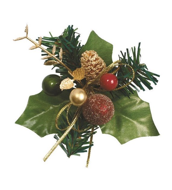 Decs-Holly Bauble-Red & Gold-70mm